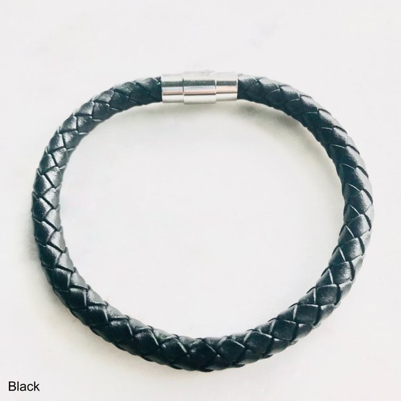 Braided Leather Bracelet with Magnetic Clasp - Picture 6 of 7